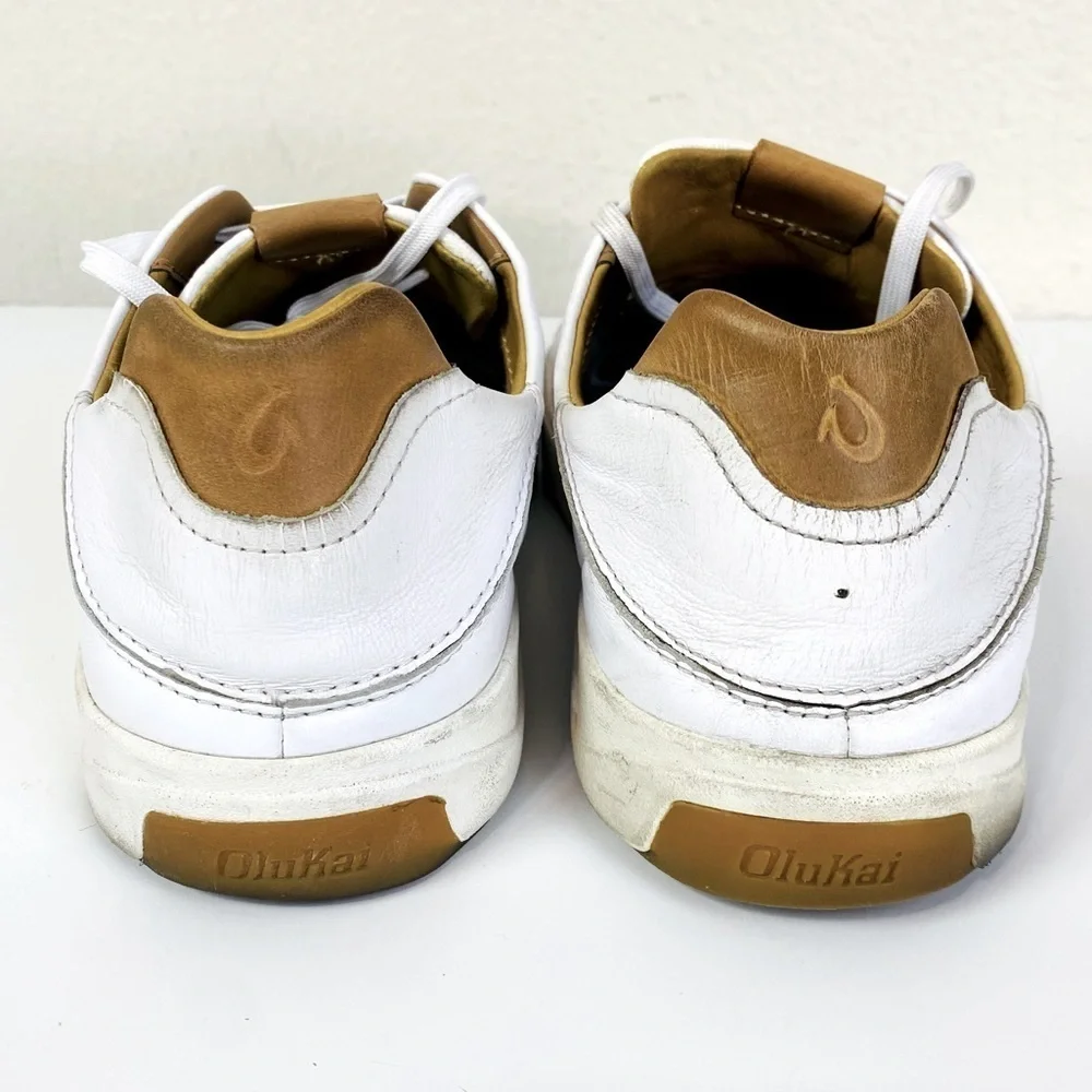 Olukia Lae’ahi Li ‘lil White Leather Waterproof Sneakers Size 11.5
